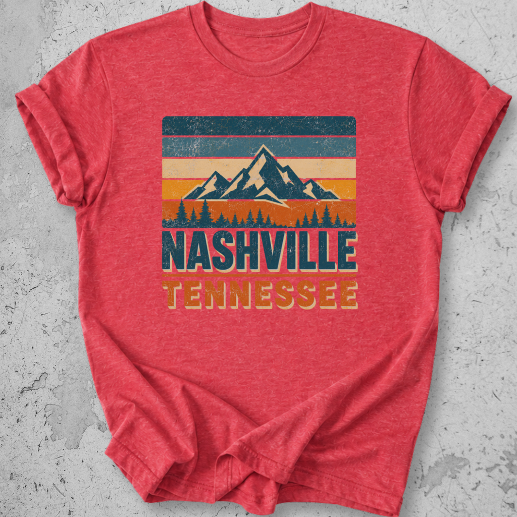 Nashville Tennessee retro t-shirt red mountain stripe graphic tee