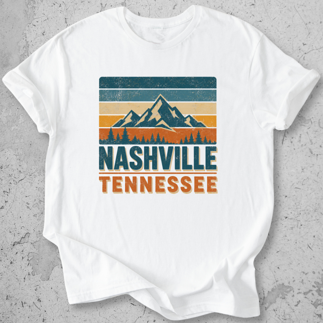 Nashville Tennessee retro t-shirt white   mountain stripe graphic tee