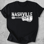 Nashville guitar t-shirt light black distressed acoustic guitar graphic tee music city
