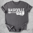 Nashville guitar t-shirt charcoal  distressed acoustic guitar graphic tee music city