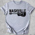 Nashville guitar t-shirt light grey distressed acoustic guitar graphic tee music city