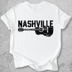 Nashville guitar t-shirt white distressed acoustic guitar graphic tee music city