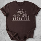 Nashville skyline t-shirt brown cowboy hat city graphic tee Tennessee