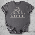 Nashville skyline t-shirt grey cowboy hat city graphic tee Tennessee
