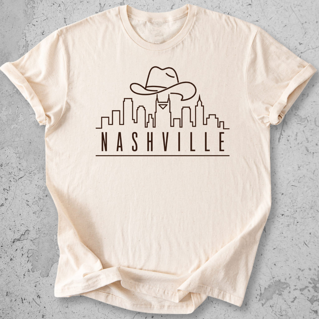 Nashville skyline t-shirt  natural  cowboy hat city graphic tee Tennessee