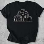 Nashville skyline t-shirt sports black  cowboy hat city graphic tee Tennessee