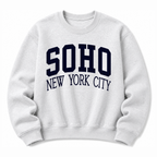 SoHo New York City vintage collegiate crewneck sweatshirt in  Ash Grey