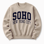 SoHo New York City vintage collegiate crewneck sweatshirt in Sand
