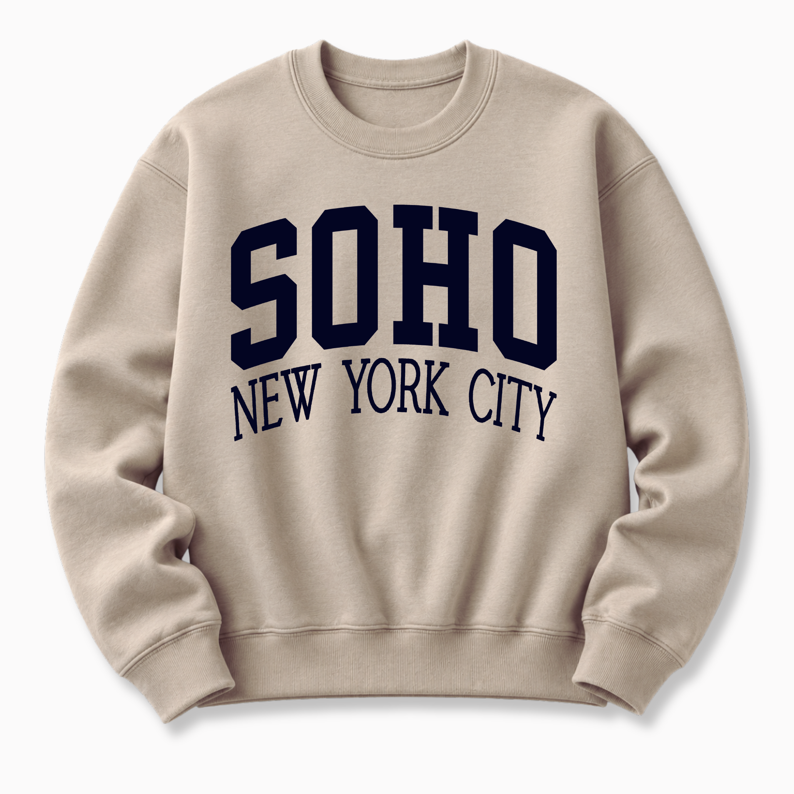 SoHo New York City vintage collegiate crewneck sweatshirt in Sand