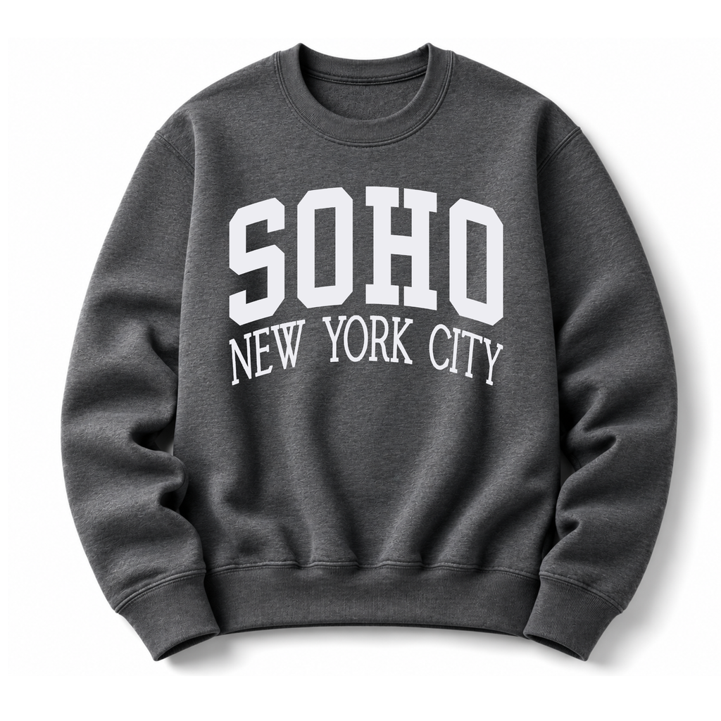 SoHo New York City vintage collegiate crewneck sweatshirt in  Dark Grey 
