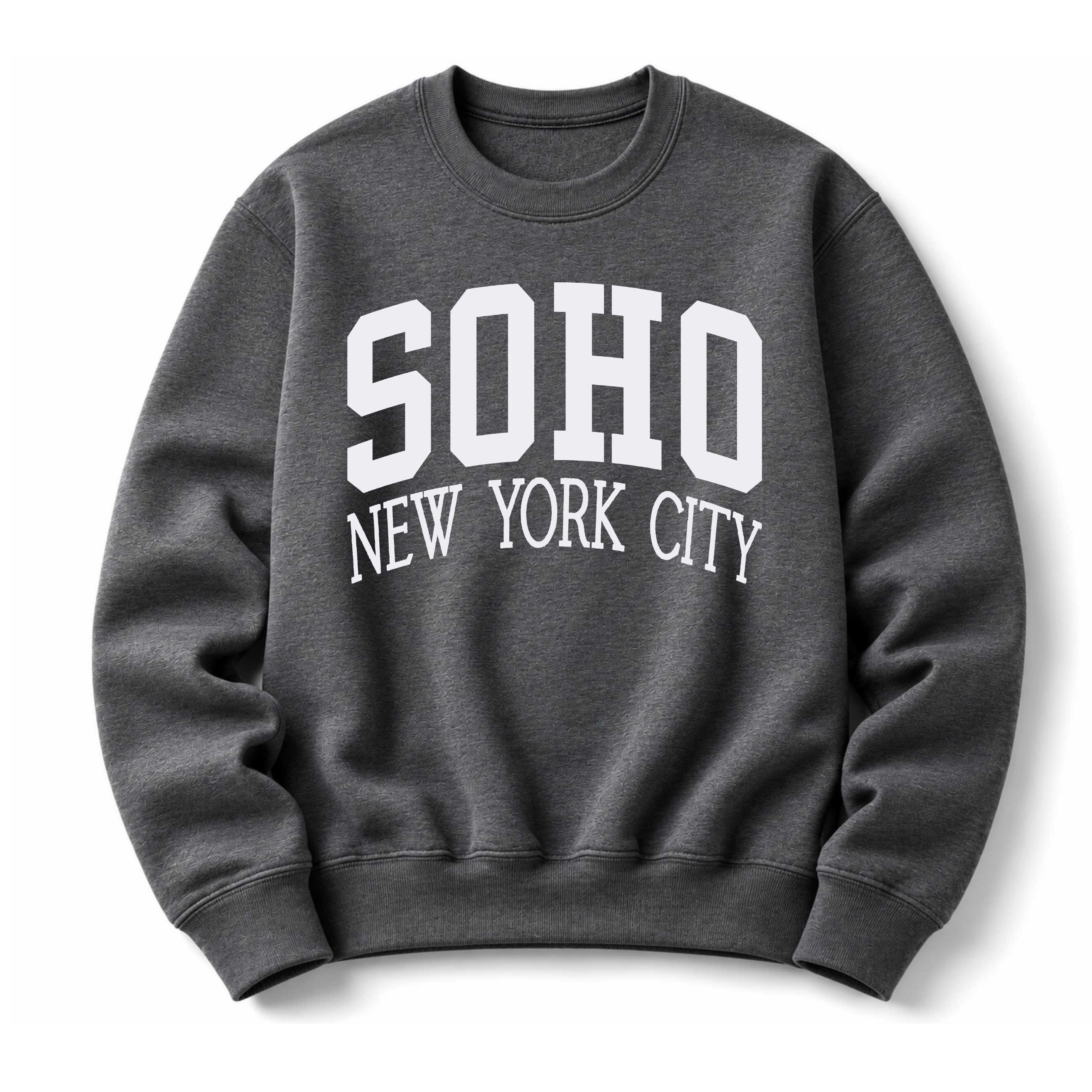 SoHo New York City vintage collegiate crewneck sweatshirt in  Dark Grey 