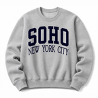 SoHo New York City vintage collegiate crewneck sweatshirt in Sports Grey 