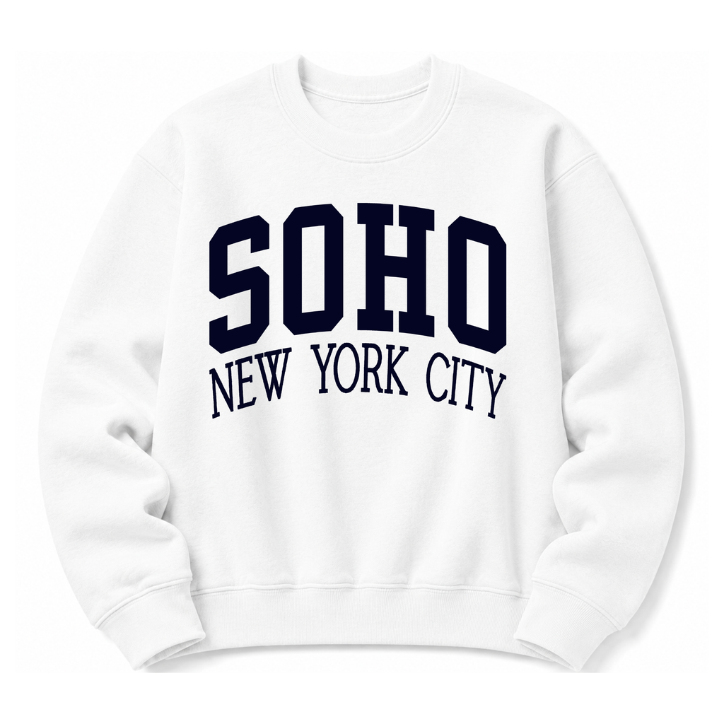 SoHo New York City vintage collegiate crewneck sweatshirt in White 