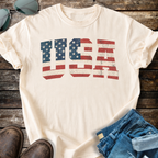 USA distressed American flag patriotic t-shirt cream unisex Heritage Club American madeUSA distressed American flag patriotic t-shirt cream unisex Heritage Club American made
