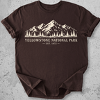 Yellowstone National Park vintage mountain crewneck t-shirt in Expresso 