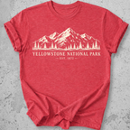Yellowstone National Park vintage mountain crewneck t-shirt in Heather Red 
