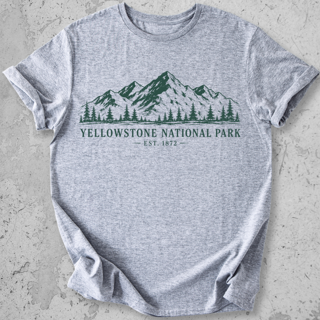 Yellowstone National Park vintage mountain crewneck t-shirt in Sports Grey 