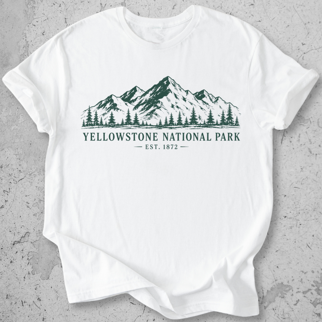 Yellowstone National Park vintage mountain crewneck t-shirt in White 