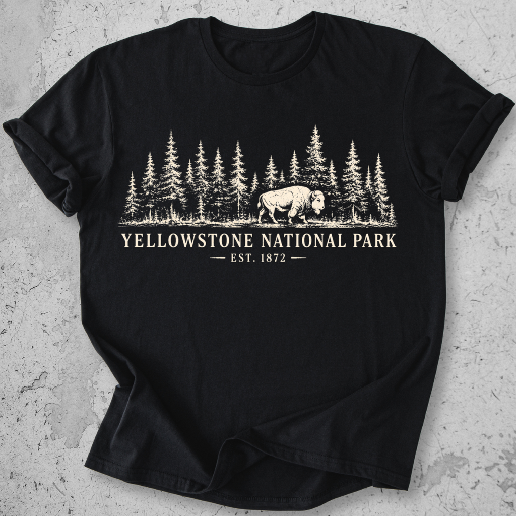 Yellowstone National Park vintage bison wildlife t-shirt in  Black 