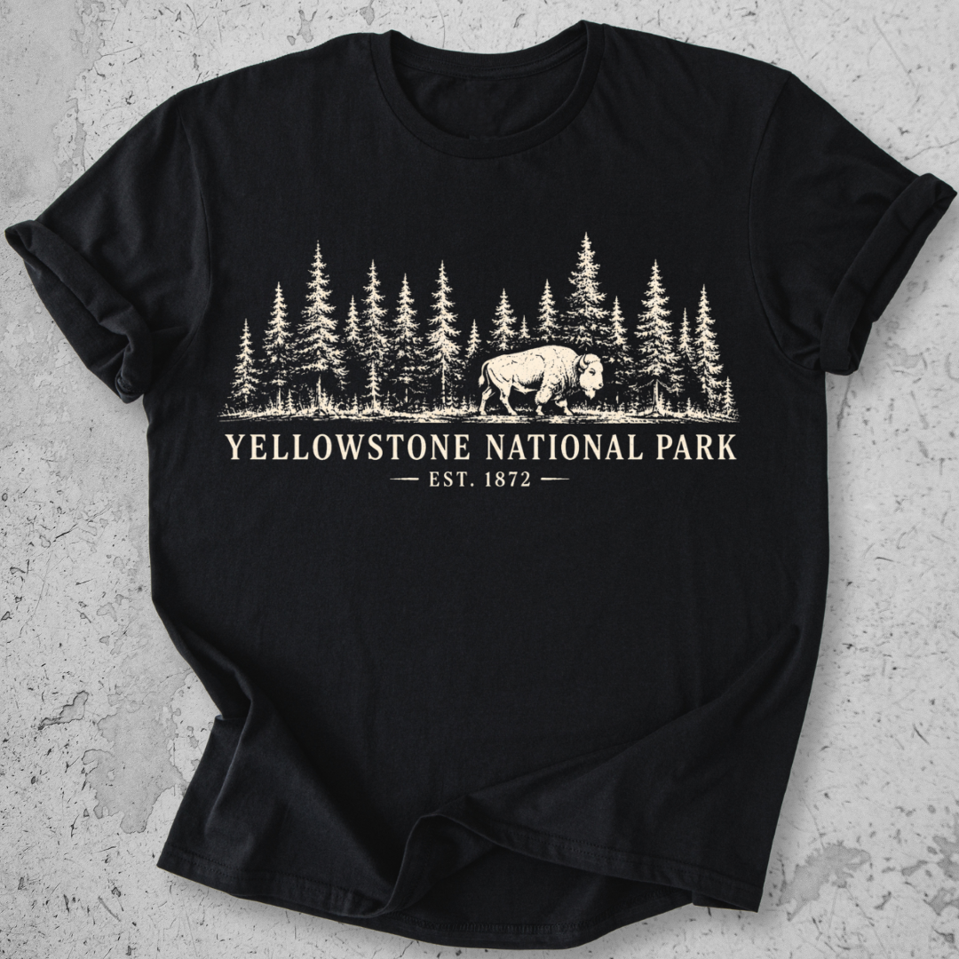 Yellowstone National Park vintage bison wildlife t-shirt in  Black 
