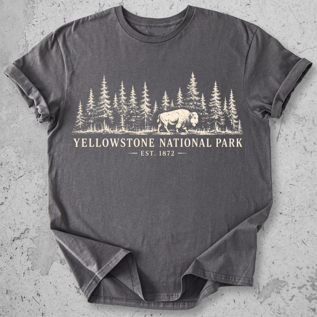 Yellowstone National Park vintage bison wildlife t-shirt in Grey