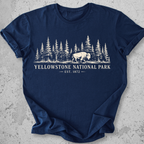Yellowstone National Park vintage bison wildlife t-shirt in Navy Blue 