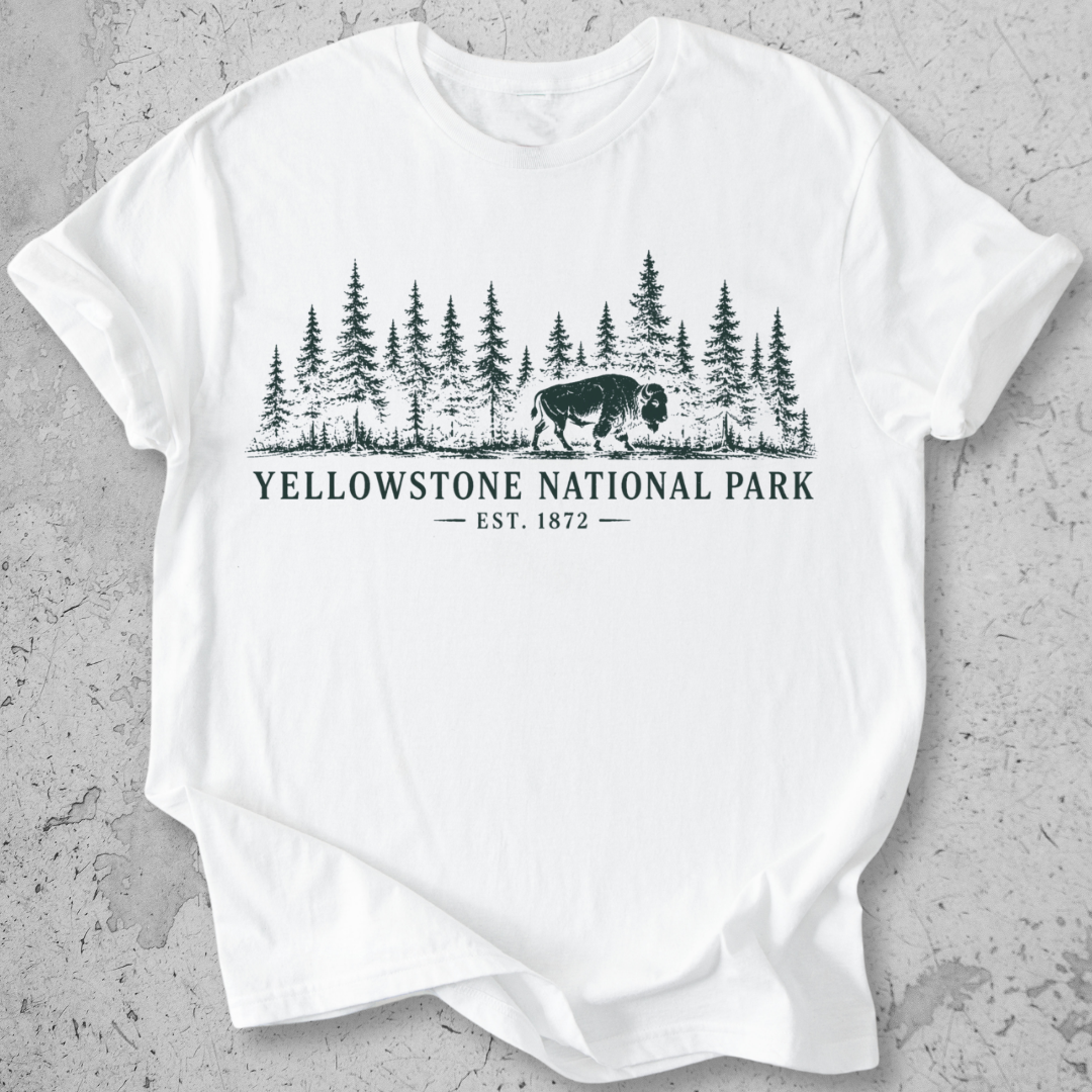 Yellowstone National Park vintage bison wildlife t-shirt in  White 