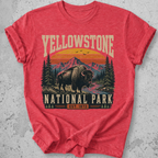 Yellowstone National Park bison retro sunset t-shirt Red mountain landscape Est 1872 graphic tee