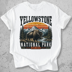 Yellowstone National Park bison retro sunset t-shirt White mountain landscape Est 1872 graphic tee