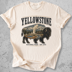 Yellowstone National Park bison scene t-shirt Natural Old Faithful landscape graphic tee