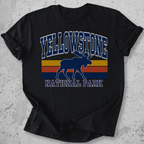 Yellowstone National Park moose retro Black stripe t-shirt  navy gold vintage graphic tee