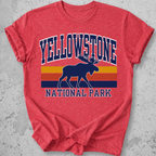 Yellowstone National Park moose retro Red stripe t-shirt  navy gold vintage graphic tee