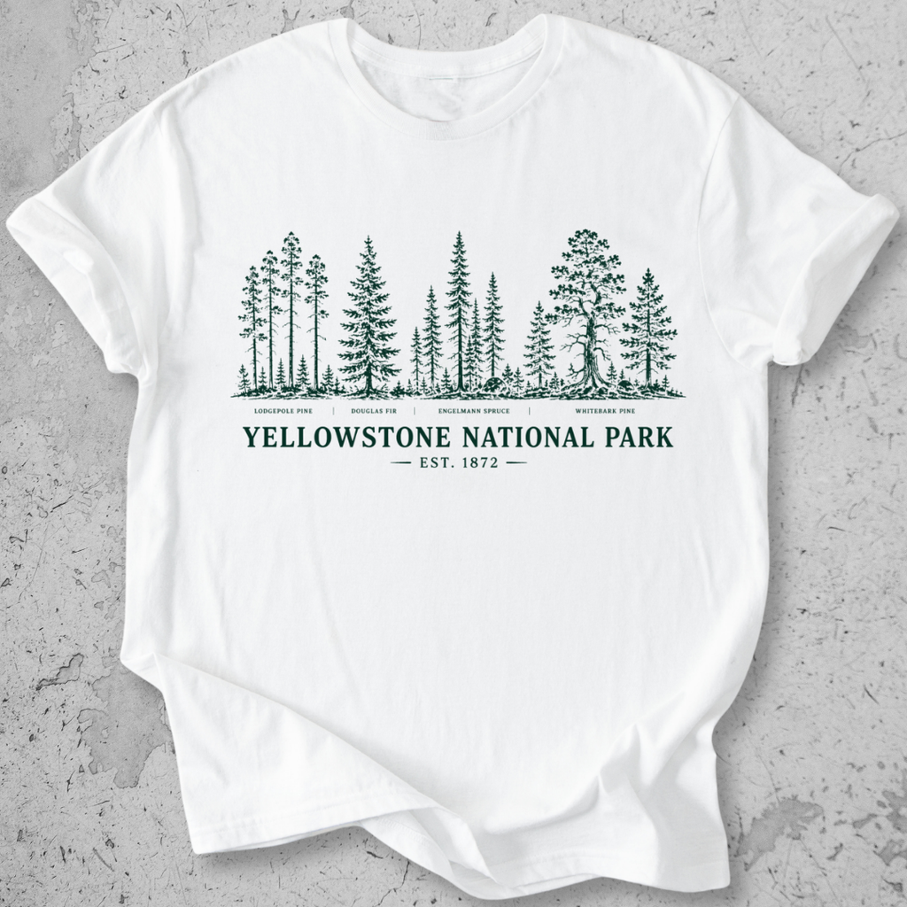 Yellowstone National Park vintage tree species botanical t-shirt in  White 