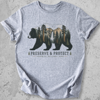 Yosemite National Park bear Preserve Protect t-shirt Grey Half Dome waterfall silhouette graphic tee