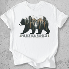 Yosemite National Park bear Preserve Protect t-shirt White Half Dome waterfall silhouette graphic tee