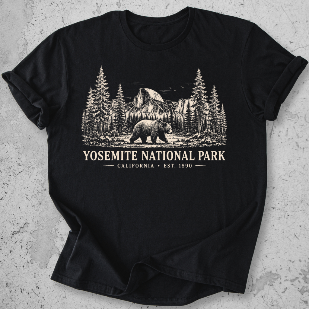 Yosemite National Park vintage bear Half Dome t-shirt in Black 