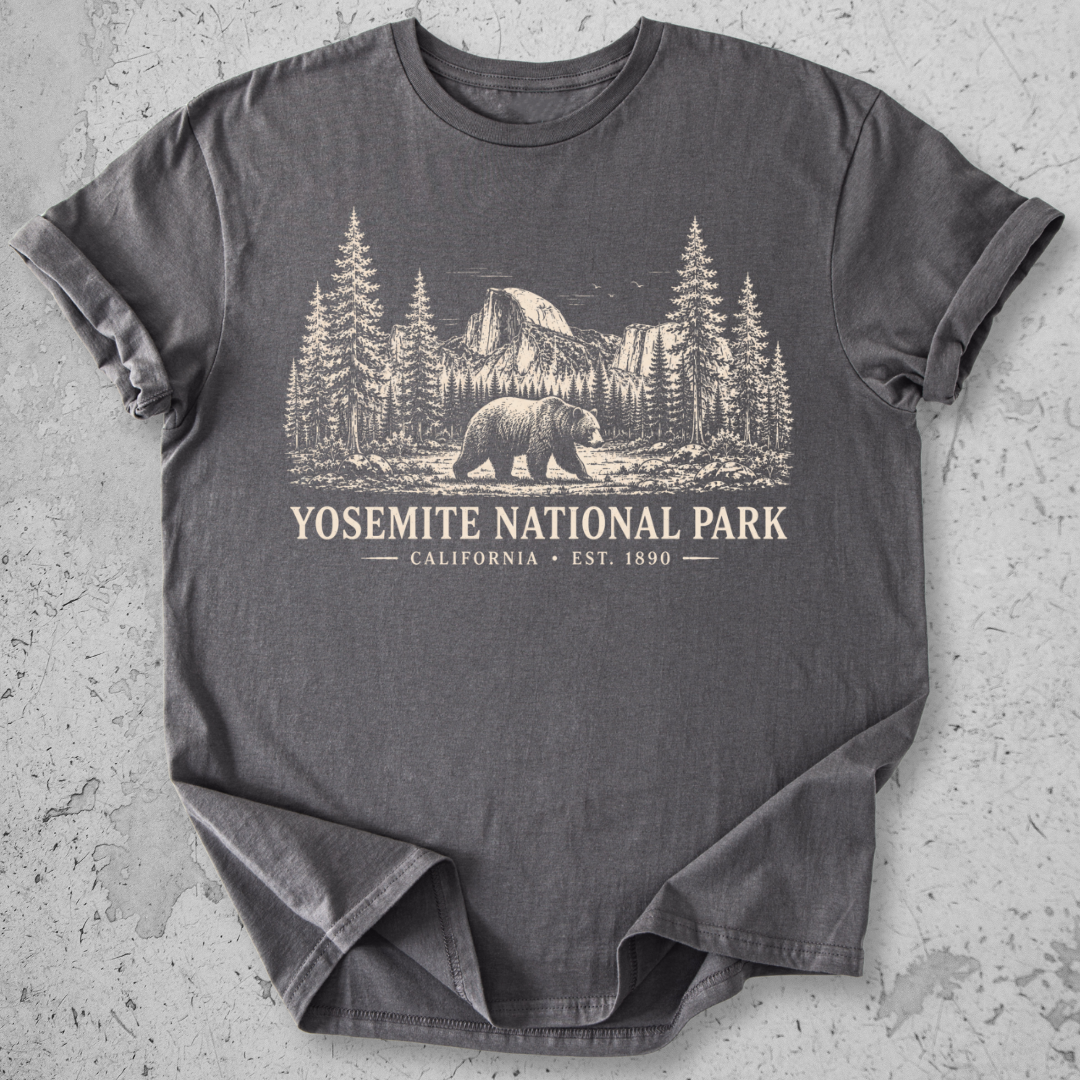 Yosemite National Park vintage bear Half Dome t-shirt in Chocolate 