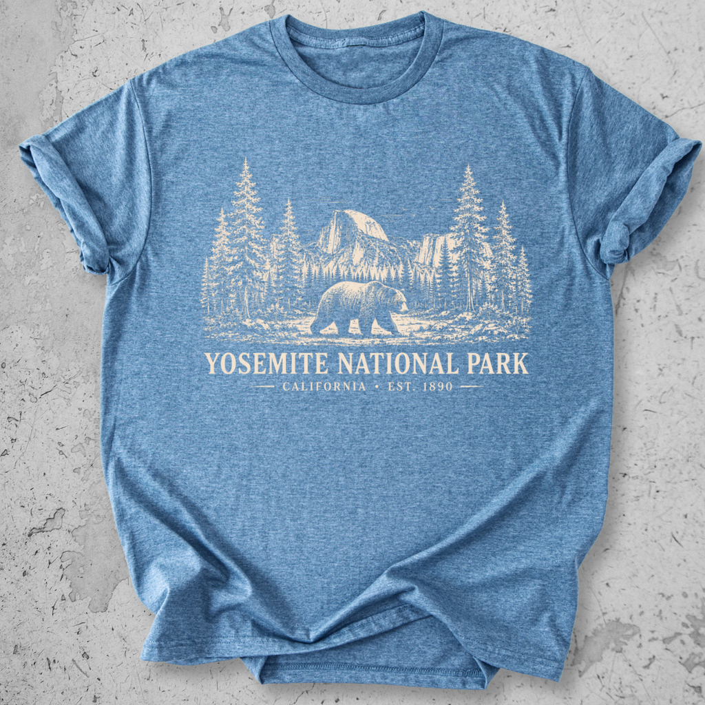 Yosemite National Park vintage bear Half Dome t-shirt in Black  Indigo Blue 