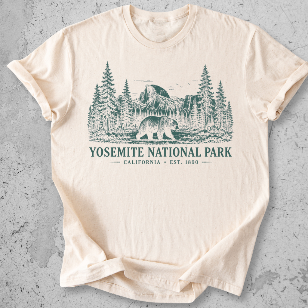 Yosemite National Park vintage bear Half Dome t-shirt in Black  Ivory 