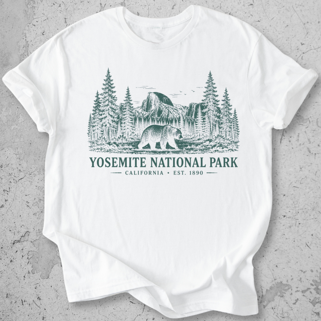 Yosemite National Park vintage bear Half Dome t-shirt in White 