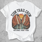 Zion National Park Trail Crew t-shirt White The Narrows slot canyon Utah hikers graphic tee
