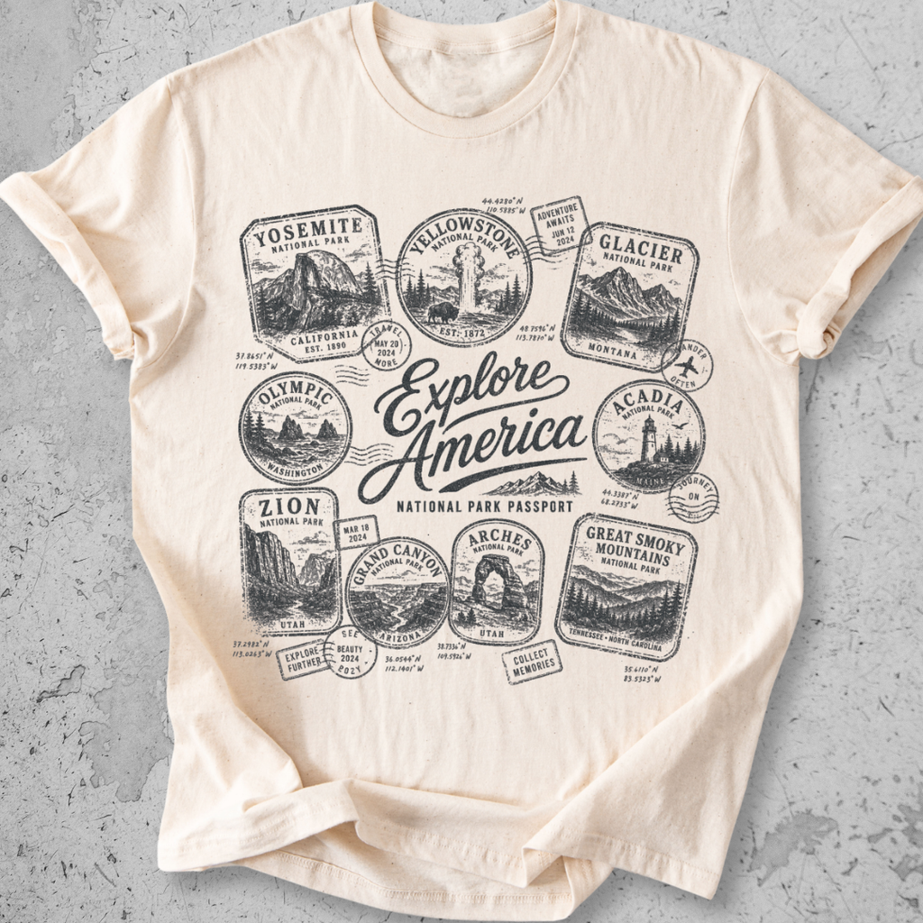 National Park Passport Stamps T-Shirt