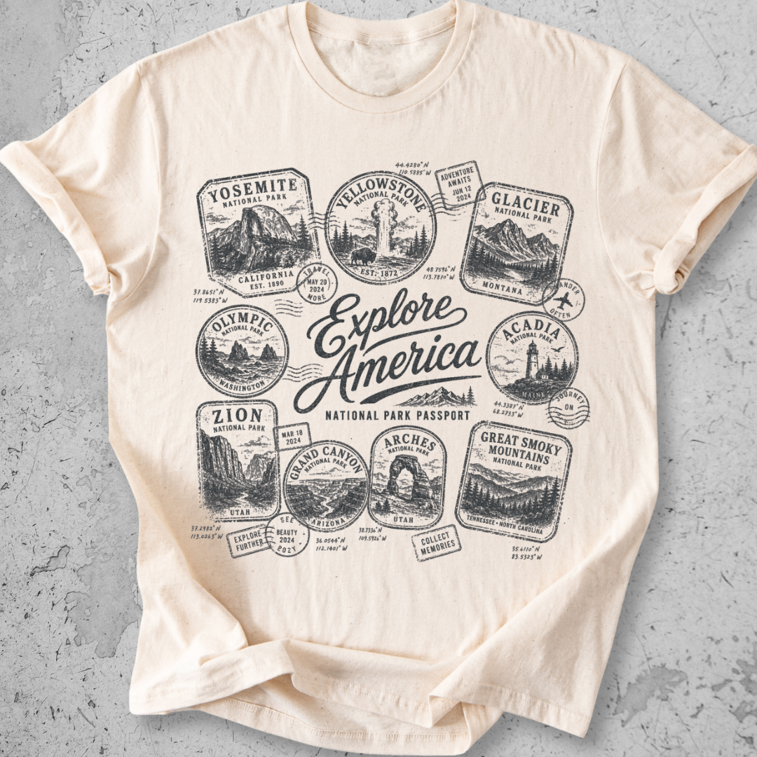 National Park Passport Stamps T-Shirt