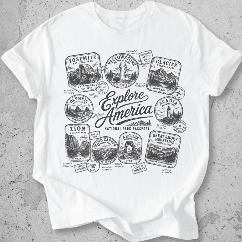 National Park Passport Stamps T-Shirt