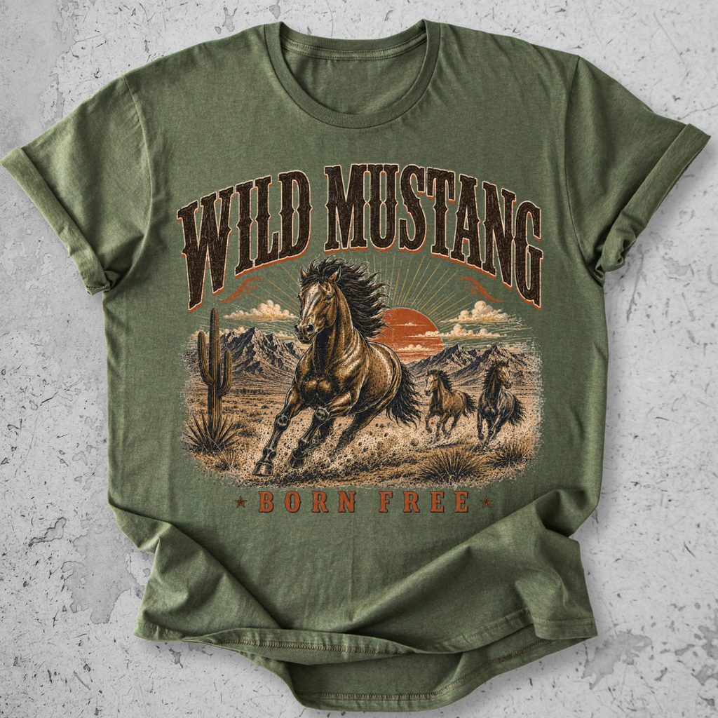 Wild Mustang Born Free T-Shirt