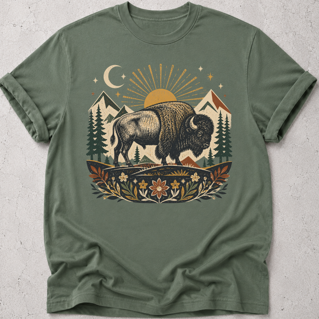 Folk Art Buffalo  T-shirt