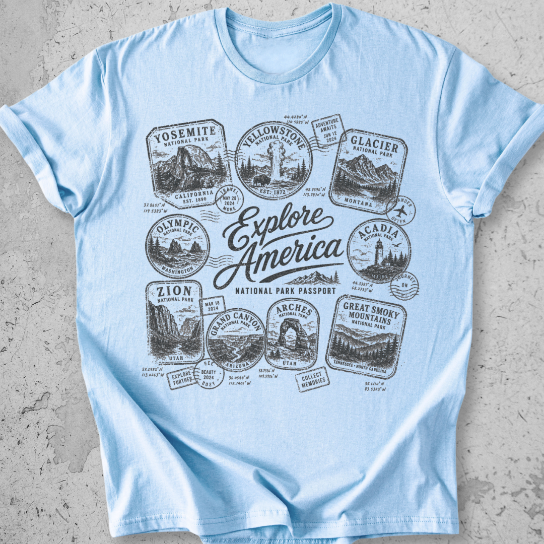 National Park Passport Stamps T-Shirt