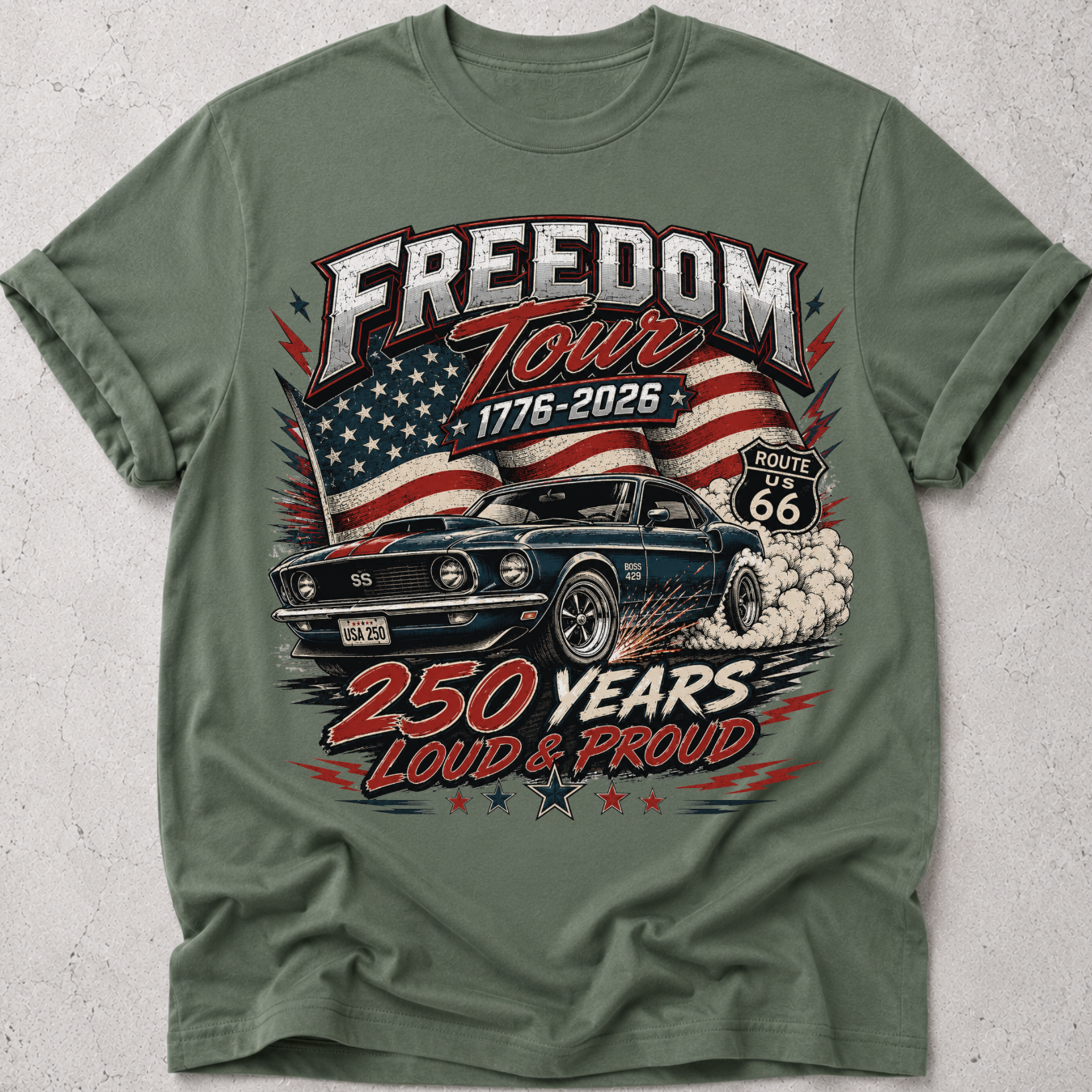 Muscle Car USA 1776  T-Shirt