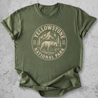 Yellowstone National Park bear medallion t-shirt olive vintage badge grizzly graphic tee Est 1872