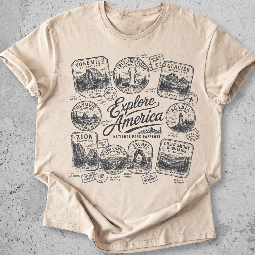 National Park Passport Stamps T-Shirt